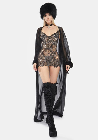 Undercover Lair Lace Rhinestone Backless Chemise