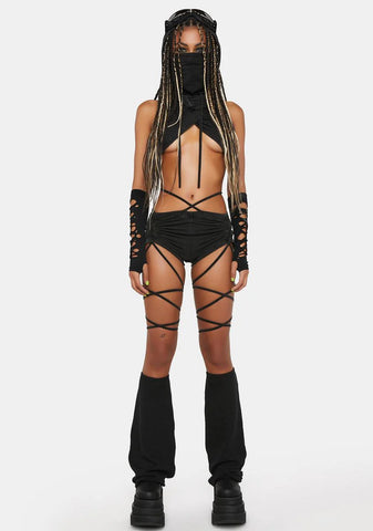 Compression Strappy Ruched Shorts