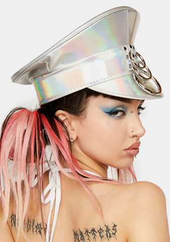 Holographic Layered O-Ring Captain Hat
