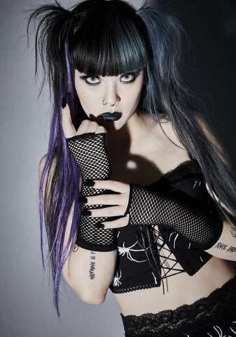 Midnight Enchanted Siren Fishnet Gloves
