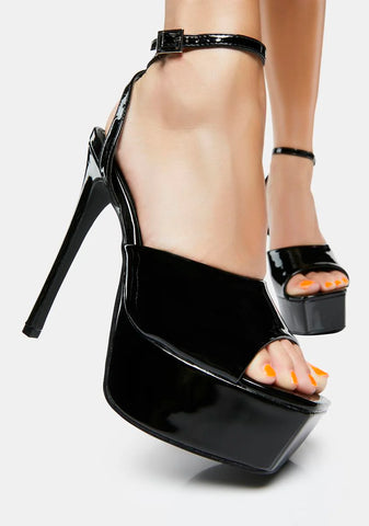 Black Just Kidding Platform Heels