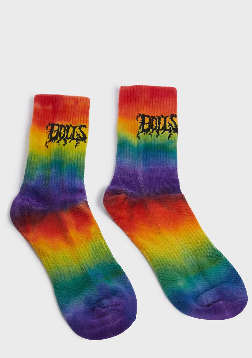 Rainbow Tie Dye DK Socks
