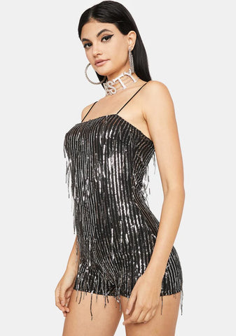 Sparkle Nights Sequin Fringe Romper