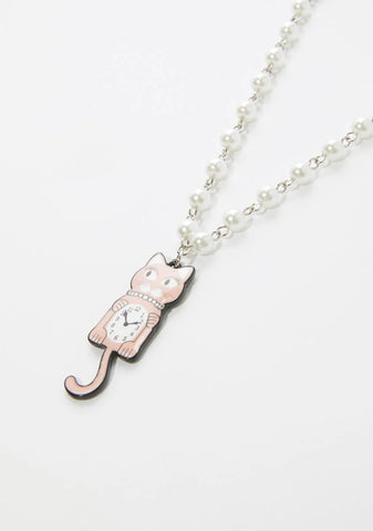 Turning Back Time Cat Pearl Choker