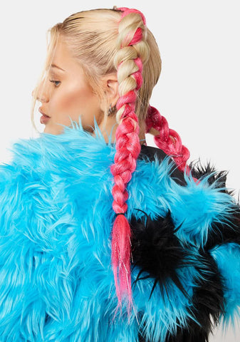 Hot Pink Jumbo Braid With Tinsel