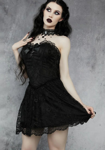 Night Take Caution Lace Mini Dress