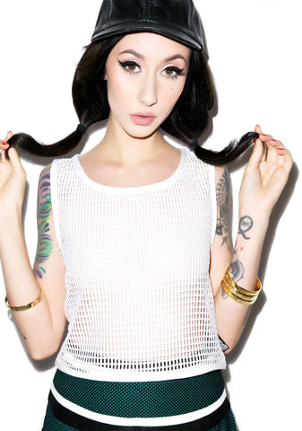 Mesh Crop Top - White