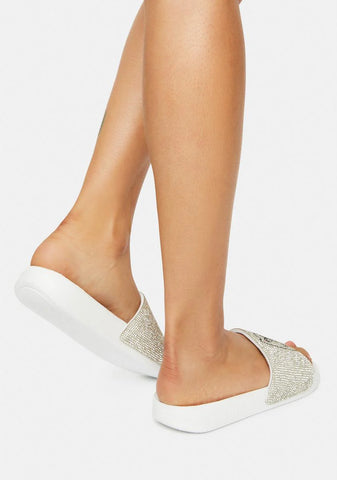 White Rhinestone Lord Nermal Slides