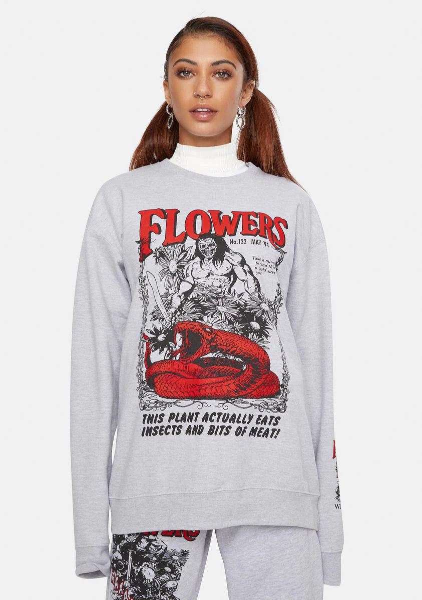 X Playdude Flowers Graphic Crewneck Sweatshirt