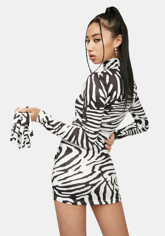 Savage State Zebra Bodycon Dress
