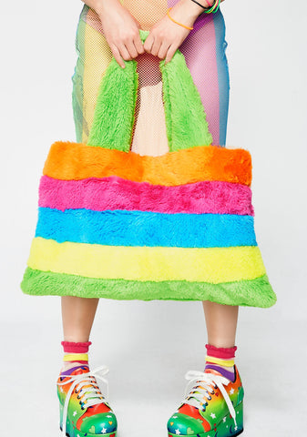 Rainbow Chaser Fuzzy Tote