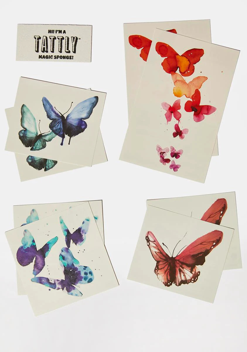 Watercolor Butterflies Tattoo Set