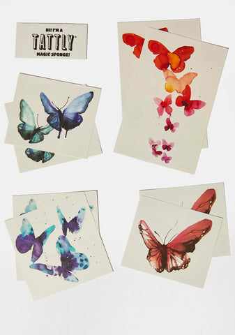 Watercolor Butterflies Tattoo Set