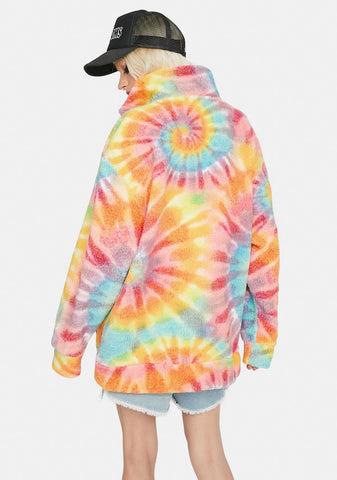 Tie Dye Oversized Zip Fleece