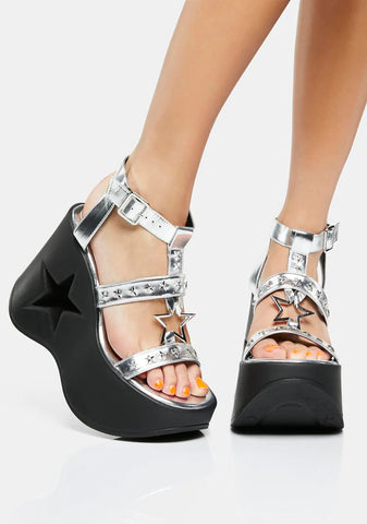Silver Dynamite-12 Platform Sandals