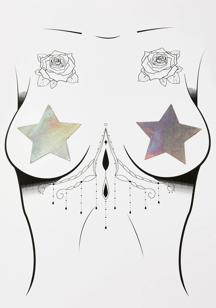 Nitro Gun Metal Holographic Starry Night Pasties