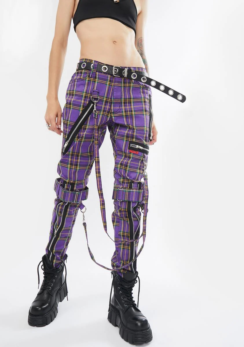 Violet Plaid Bondage Pants