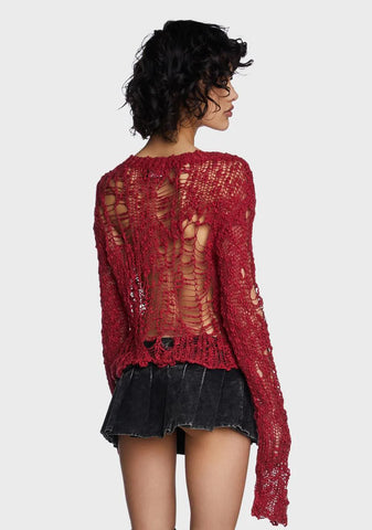 Modulation Open Weave Crop Sweater