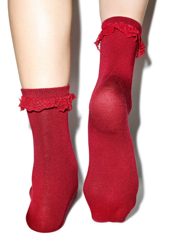 Struck By Cupid Ruffle Ankle Socks