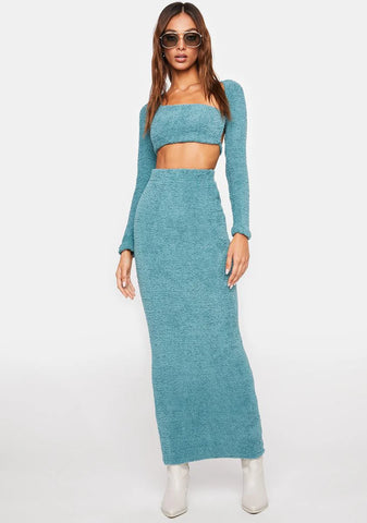 Teal At The After Party Skirt Set