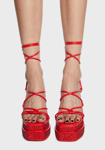 Red Glow Girl Block Heels