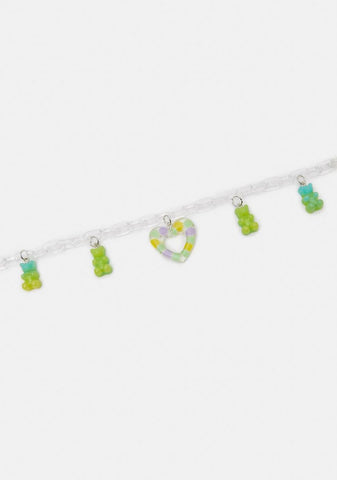 Lime Taken Charmer Clear Chain Necklace