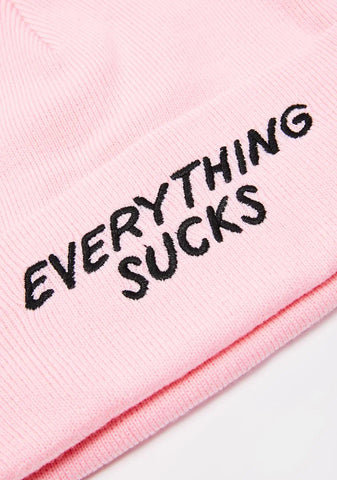 Pink Everything Sucks Beanie