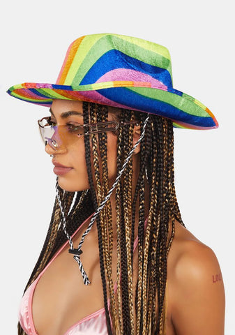 Let's Mount Up Rainbow Cowboy Hat