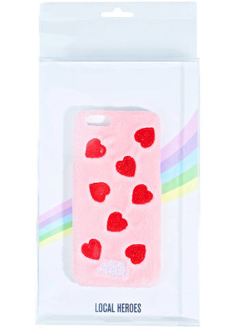 Red Hearts Fuzzy iPhone 6 Case