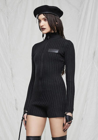 Synth Zip-Up Sweater Romper