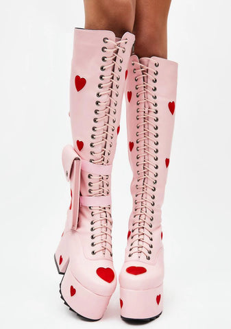 Pink Isn't She Lovely Knee High Boots