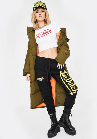 White N Red Von Dutch Crop Tee