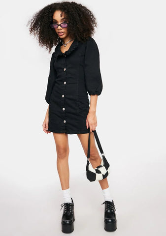Black Button Down Mini Dress