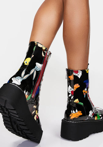 Tooning In Printed Combat Boots