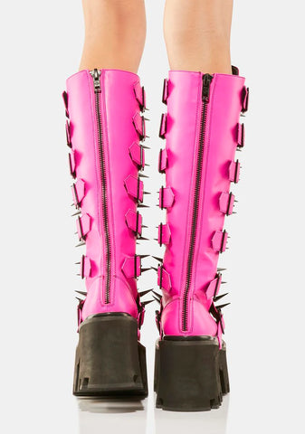 Sugar Coated Sins Spiked Knee High Boots