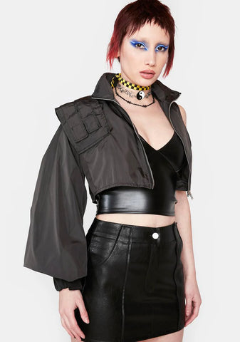 Immaterial One-Sleeve Crop Jacket