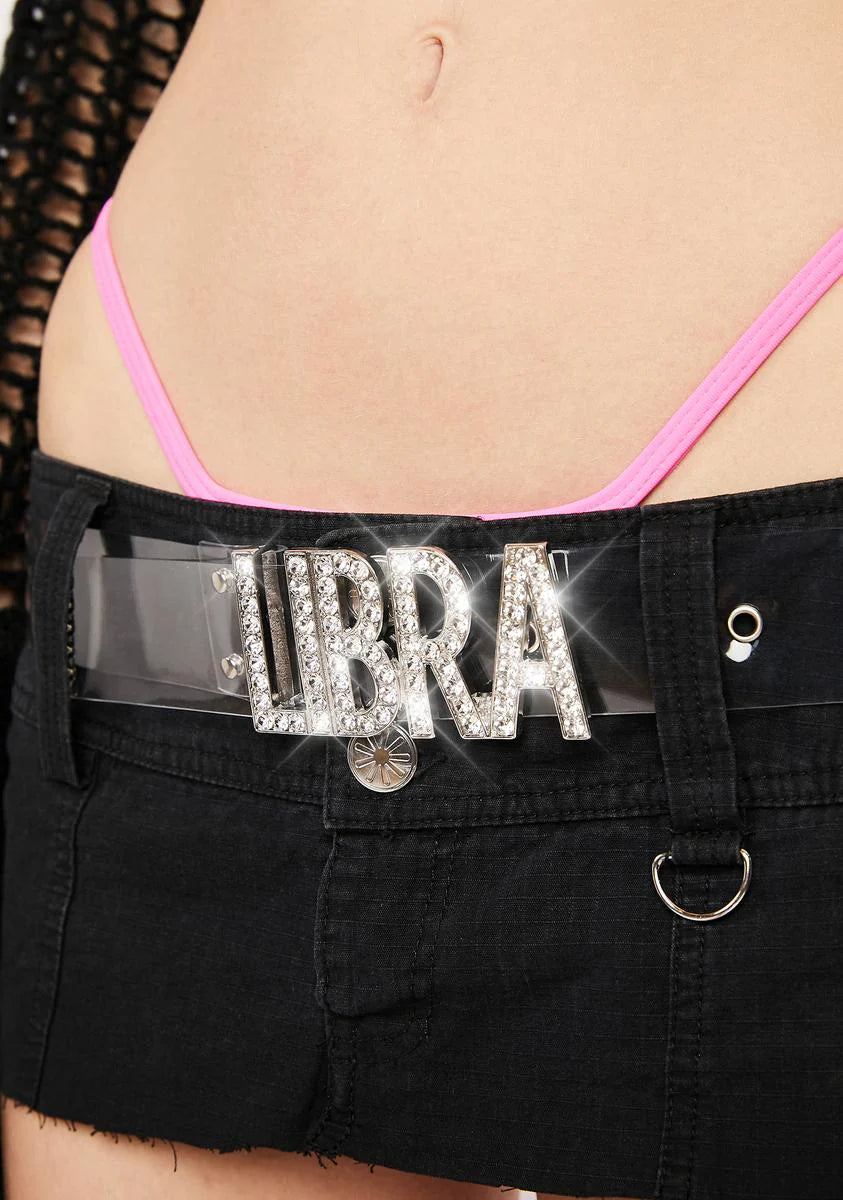 All About Libra Rhinestone Belt
