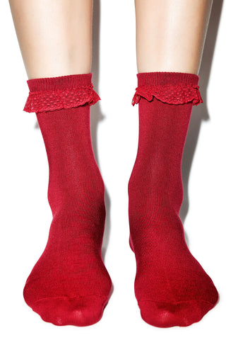 Struck By Cupid Ruffle Ankle Socks