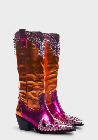 Pink Knox Metallic Cowboy Boots