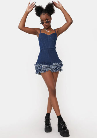 Social Icon Denim Romper