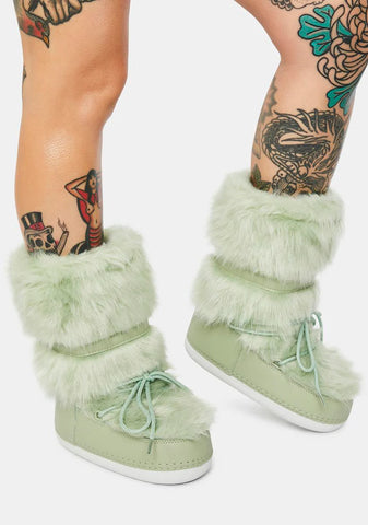 Sage Baddie Burr Fuzzy Boots