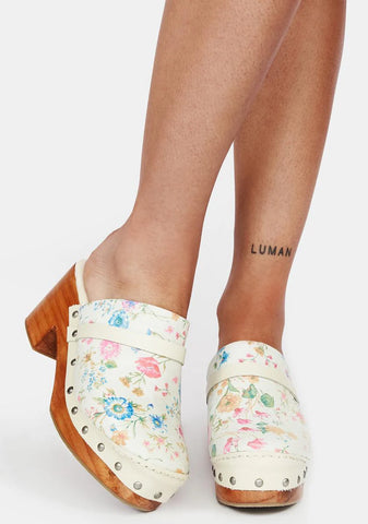Ivory Floral Calabasas Clogs