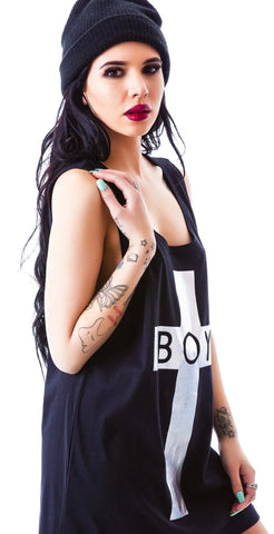 x BOY London Boy Cross Oversized Tank - Black