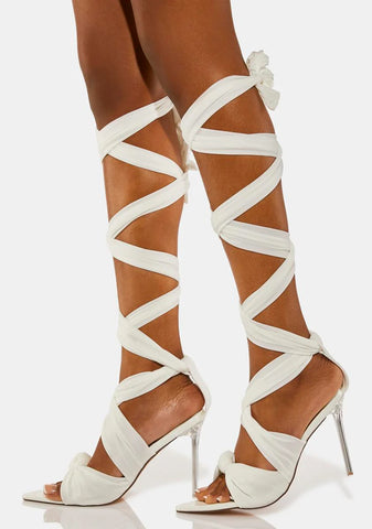 White Keep It Simple Wrap Heels