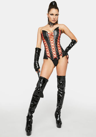 Lavish Vegan Leather Lace-Up Bustier