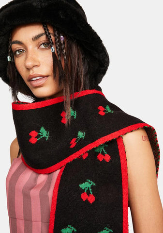 She's Worth It Cherry Print Scarf
