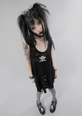 Martyr Me Skull Striped Sweater Dress