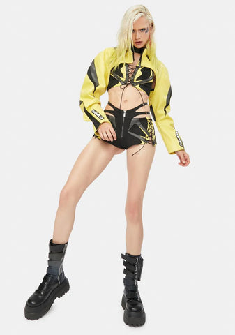 Yellow Sneaker Moto Choker Jacket