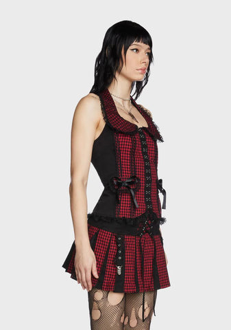 Black And Red Bo Peep Halter Corset