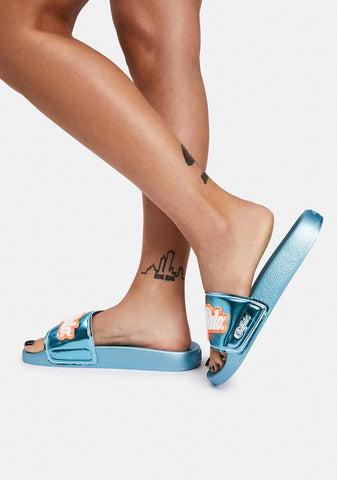 Blue Metallic Rana Slides
